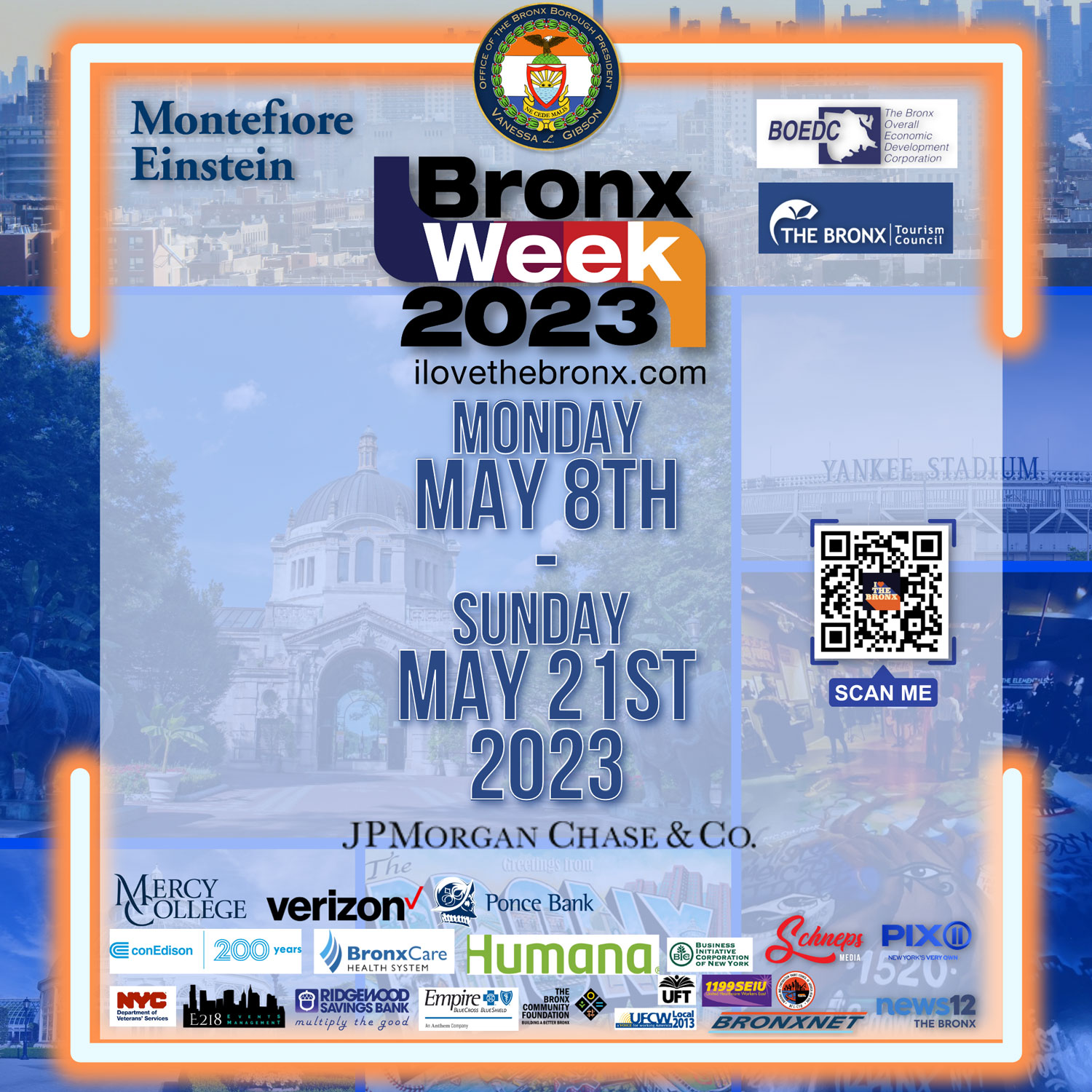 Flyer for Bronx Week 2023, from May 8 through 21