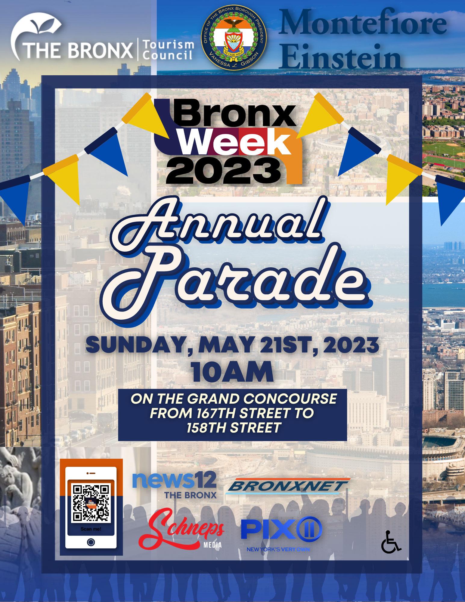 Flyer for the Annual Bronx Week Parade on May 21, 2023