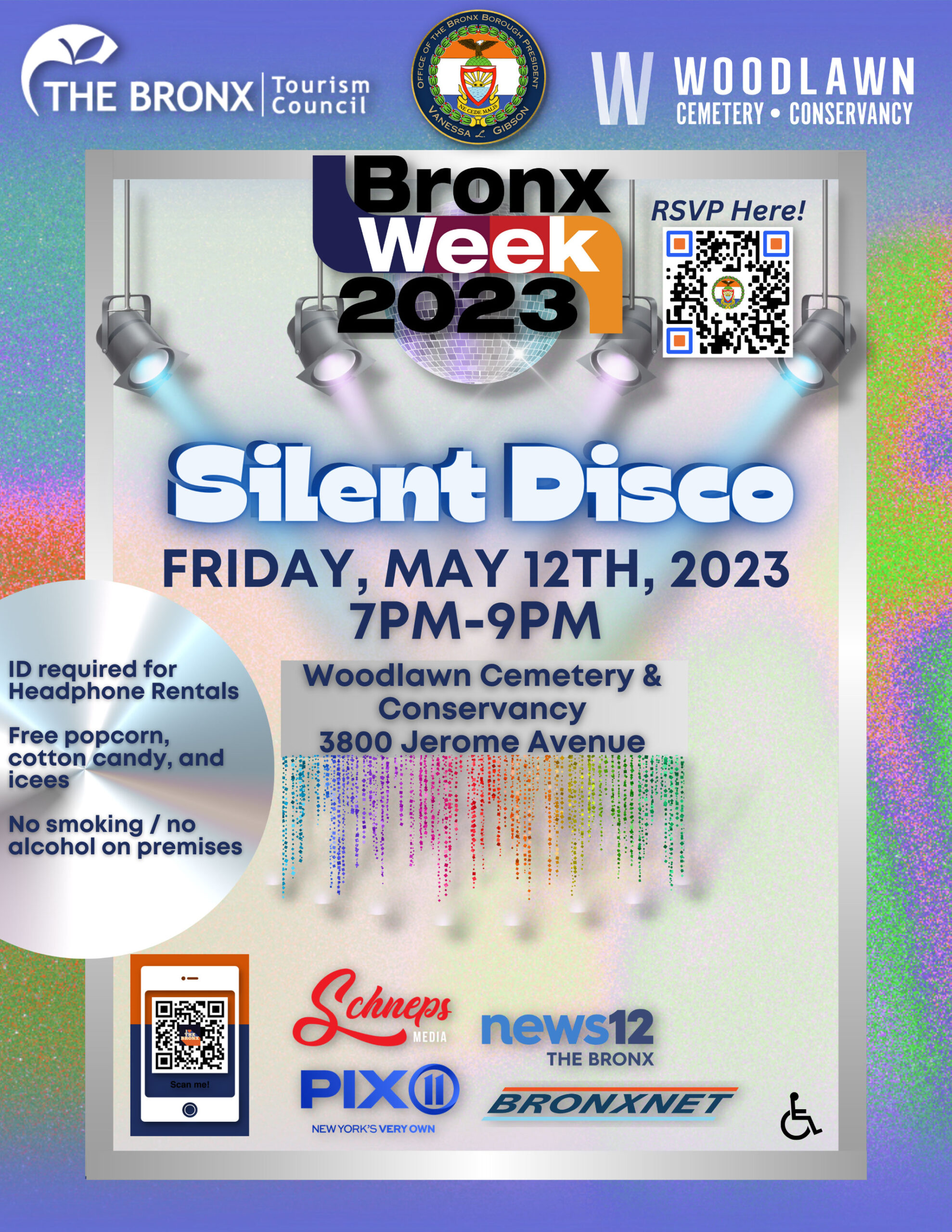 Flyer for the Bronx Week Silent Disco on May 19