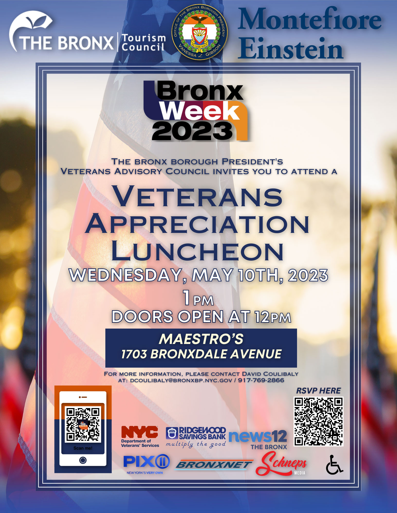 A flyer for the Bronx Week Veterans Apprecation Luncheon