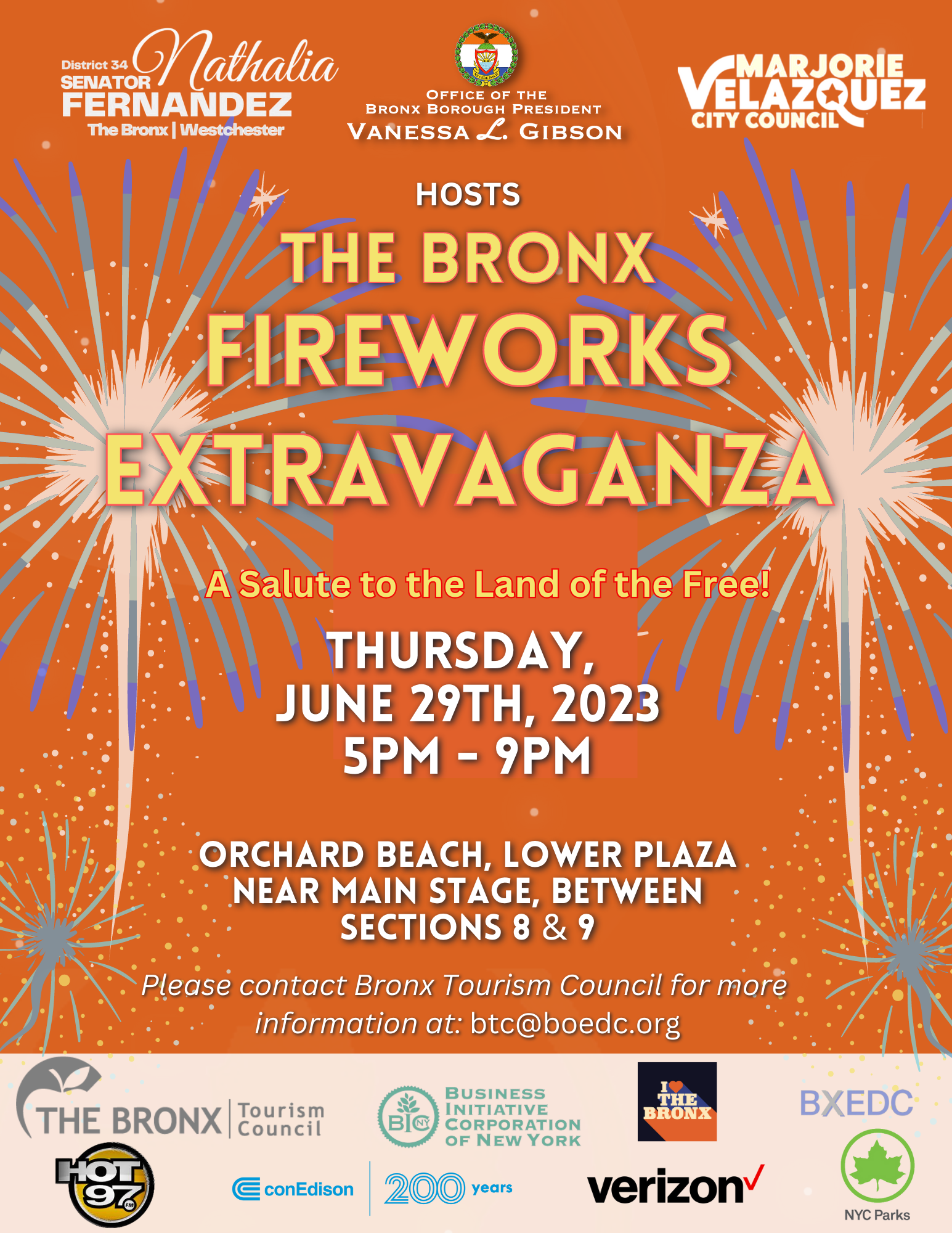 A flyer for The Bronx Fireworks Extravaganza on June 29, 2023