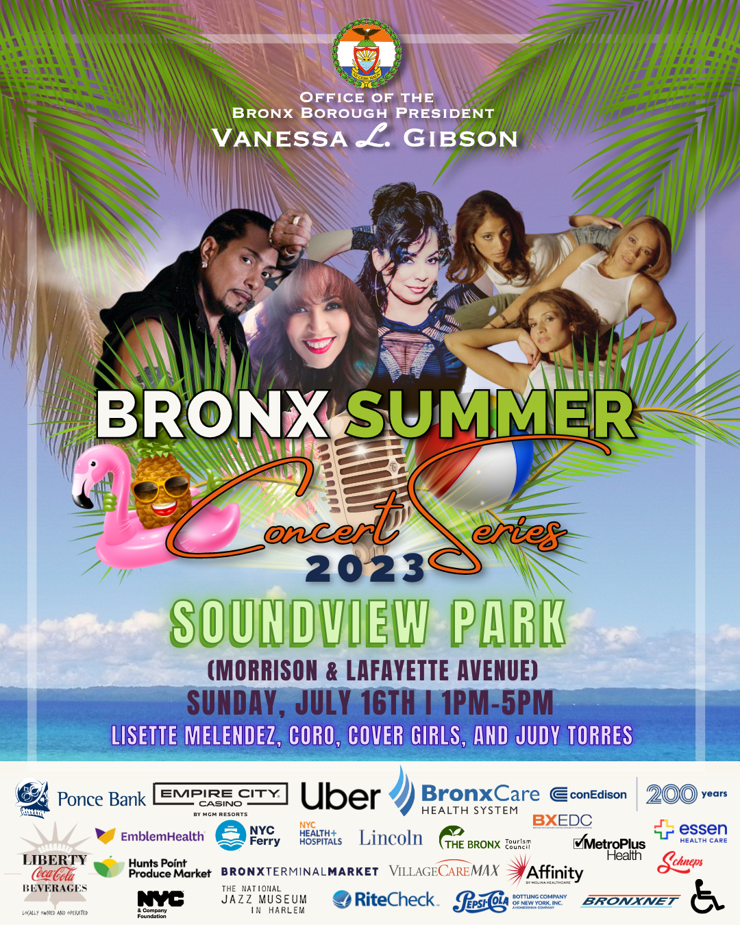 A flyer for the Bronx Summer Concert Series event on July 16, 2023.