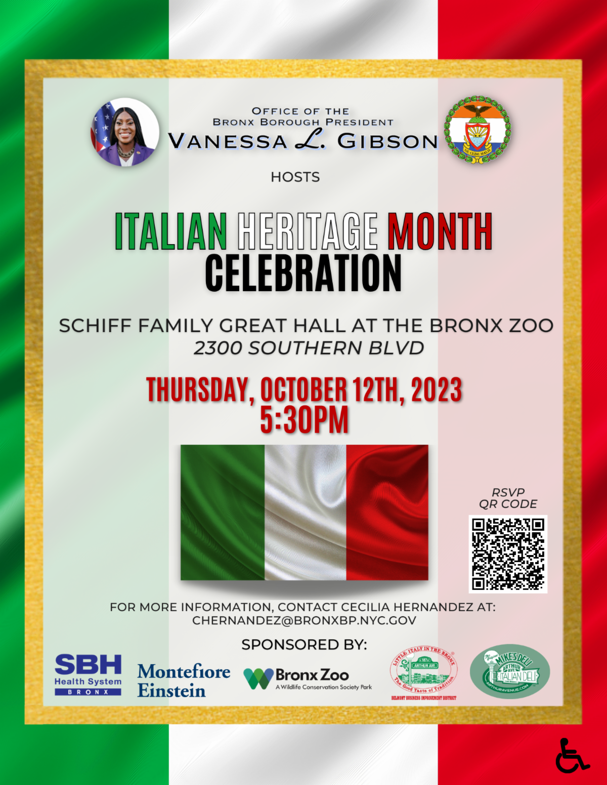 A flyer for the 2023 Italian Heritage Month event on October 12